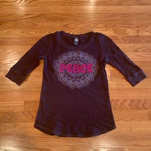 Lucky Brand Peace Mandala Brown Thermal T-Shirt